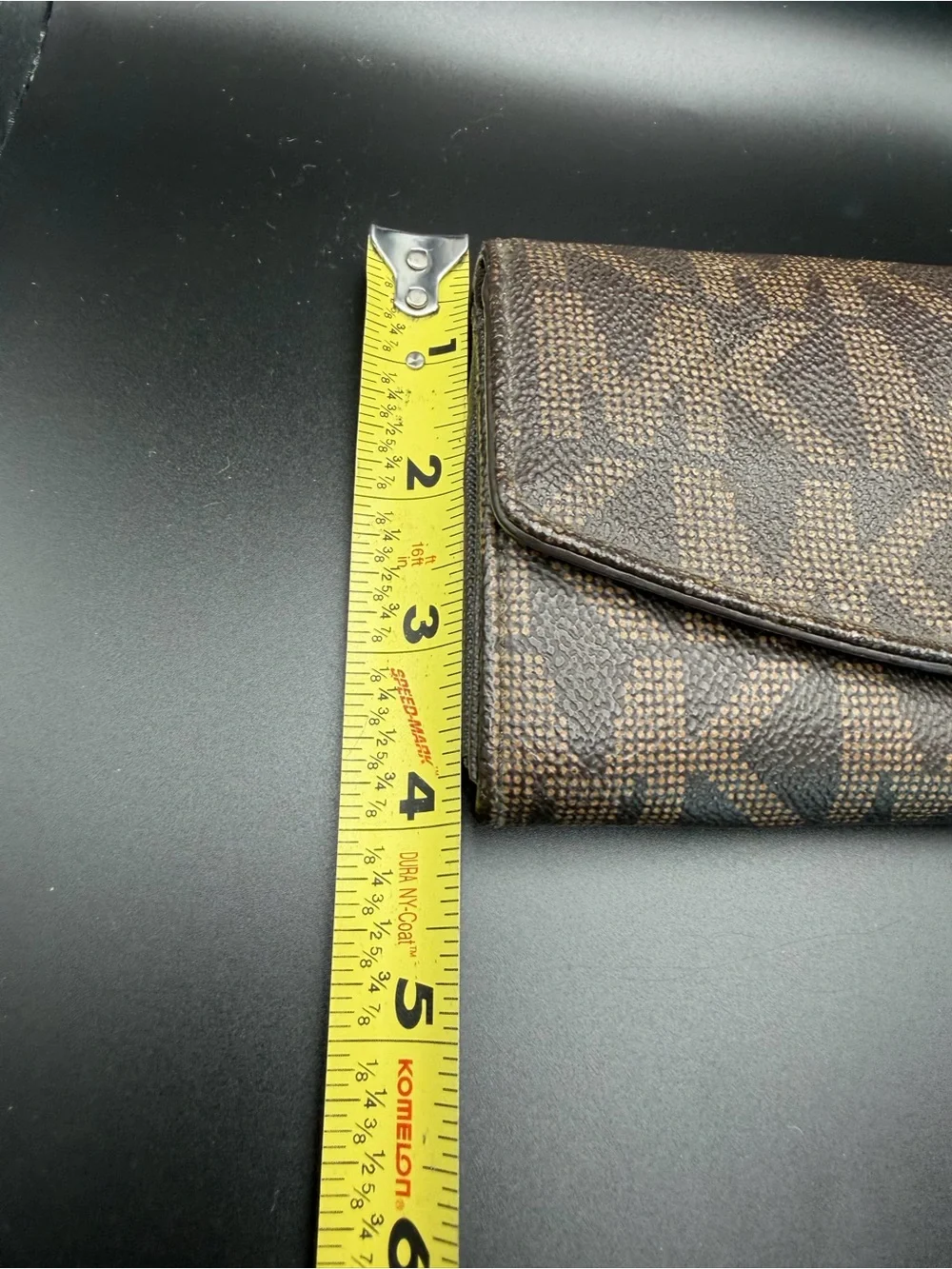 Michael Kors Brown Logo Zip Continental Wallet with Gold Plate